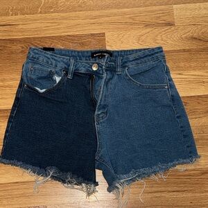 Almost Famous Color Block Jean Shorts